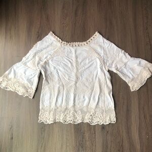 Spiaggia Dolce Embroidered Blouse Top Size S Ivory Boho Hippie Peasant Fairytale